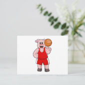 Varkens bij de Basketball Sports Briefkaart (Staand voorkant)