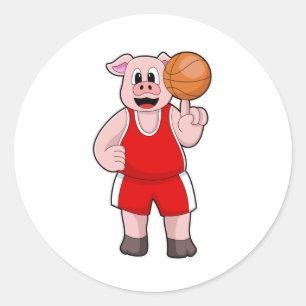 Varkens bij de Basketball Sports Ronde Sticker