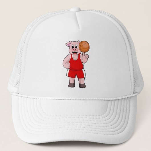 Varkens bij de Basketball Sports Trucker Pet (Voorkant)