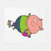 Varkens bij gealigneerde schaatsen met schaatsen v fleece deken (Voorkant (Horizontaal))