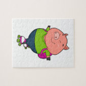 Varkens bij gealigneerde schaatsen met schaatsen v legpuzzel (Horizontaal)