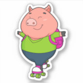 Varkens bij gealigneerde schaatsen met schaatsen v sticker (Voorkant)