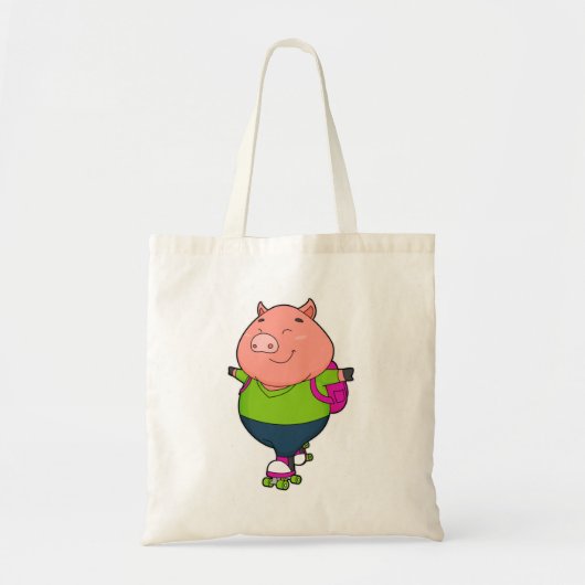 Varkens bij gealigneerde schaatsen met schaatsen v tote bag (Voorkant)