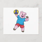 Varkens bij handbalsport briefkaart (Voorkant)