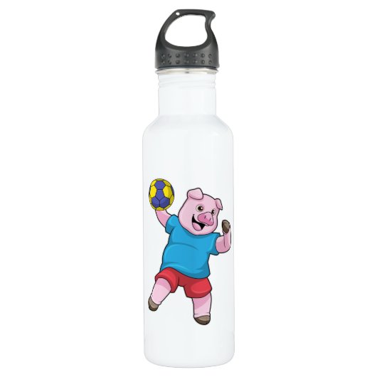 Varkens bij handbalsport waterfles  (Voorkant)