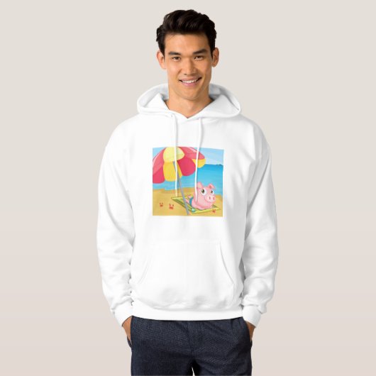 Varkens bij het Mannen strand Hoodie (Voorkant volledig)