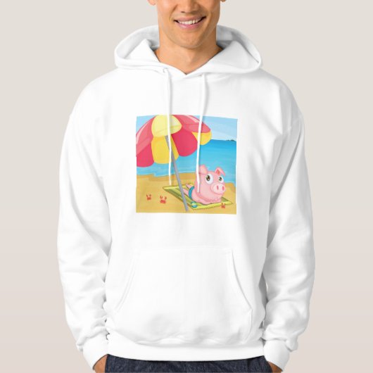 Varkens bij het Mannen strand Hoodie (Voorkant)