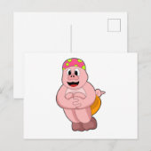 Varkens bij het pompen in water briefkaart (Voorkant / Achterkant)