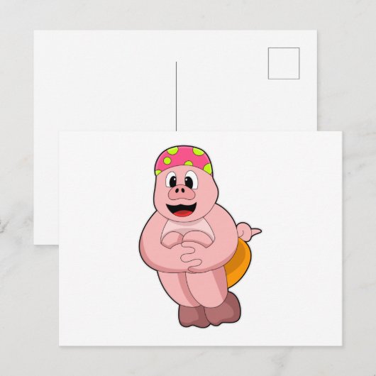 Varkens bij het pompen in water briefkaart (Voorkant / Achterkant)