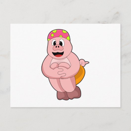 Varkens bij het pompen in water briefkaart (Voorkant)