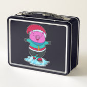 Varkens bij ijsschaatsen met ijs-schaatsen en -Pet (Achterkant)