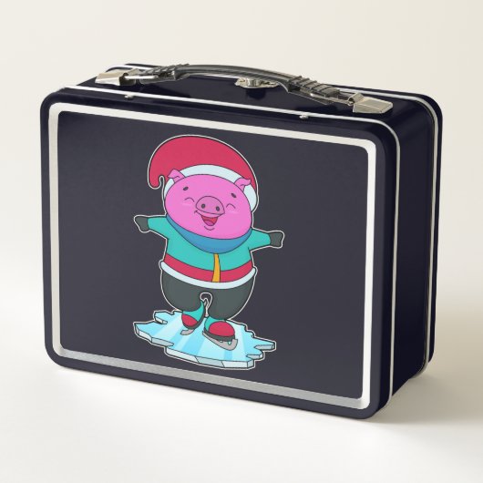 Varkens bij ijsschaatsen met ijs-schaatsen en -Pet (Achterkant)