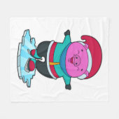 Varkens bij ijsschaatsen met ijs-schaatsen en -Pet Fleece Deken (Voorkant (Horizontaal))