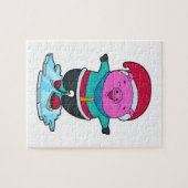 Varkens bij ijsschaatsen met ijs-schaatsen en -Pet Legpuzzel (Horizontaal)