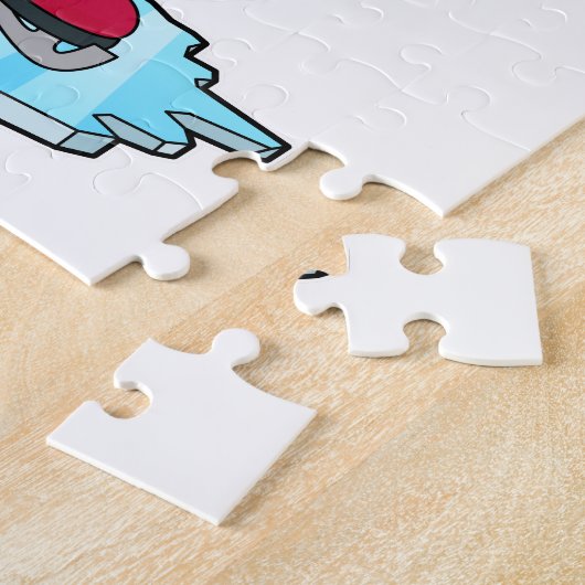 Varkens bij ijsschaatsen met ijs-schaatsen en -Pet Legpuzzel (Zijkant)