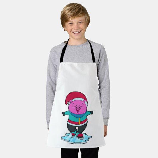 Varkens bij ijsschaatsen met ijs-schaatsen en -Pet Schort (Gedragen)