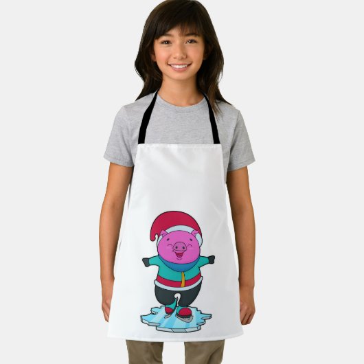 Varkens bij ijsschaatsen met ijs-schaatsen en -Pet Schort (Insitu)