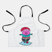 Varkens bij ijsschaatsen met ijs-schaatsen en -Pet Schort (Voorkant)