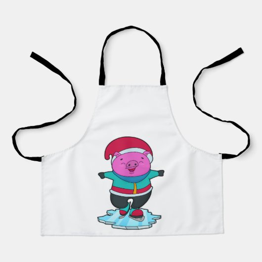 Varkens bij ijsschaatsen met ijs-schaatsen en -Pet Schort (Voorkant)