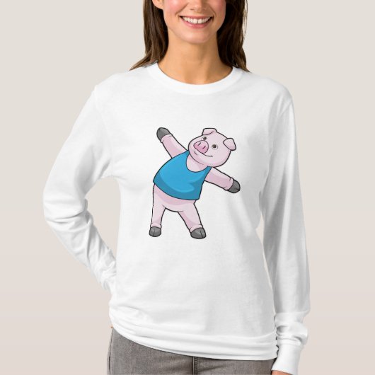 Varkens bij Yoga Stretching T-shirt (Voorkant)