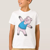 Varkens bij Yoga Stretching T-shirt (Voorkant)