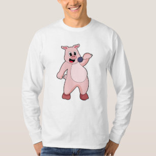Varkens bij Zingen met Microfoon T-shirt