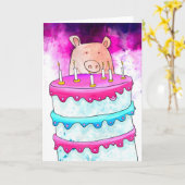 Varkens Birthday-kaart Kaart (Gele Bloem)