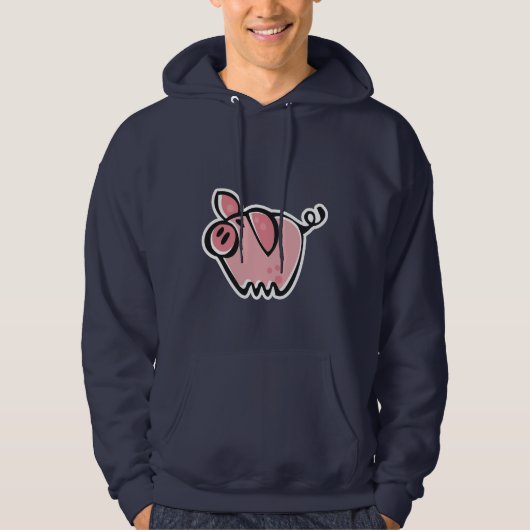 Varkens; Blauw Hoodie (Voorkant)