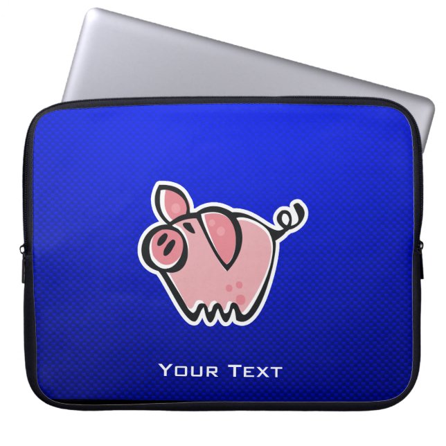 Varkens; Blauw Laptop Sleeve (Voorkant)