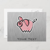 Varkens; blik van geborsteld metaal briefkaart (Voorkant / Achterkant)
