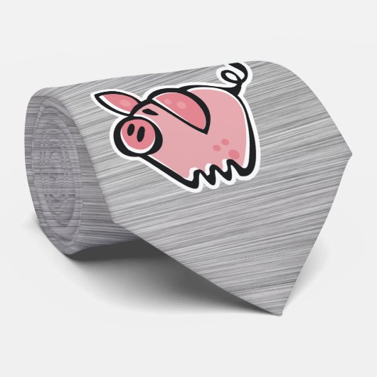 Varkens; blik van geborsteld metaal stropdas (Opgerold)