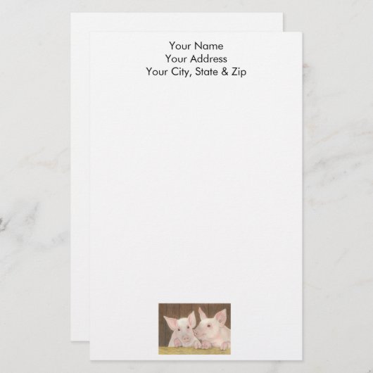 Varkens Briefpapier (Voorkant / Achterkant)