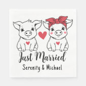 Varkens bruid bruidegom Boerderij schuur net getro Servet (Voorkant)