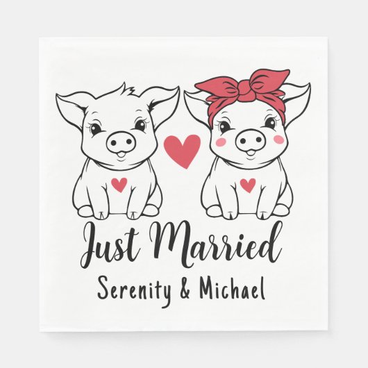 Varkens bruid bruidegom Boerderij schuur net getro Servet (Voorkant)