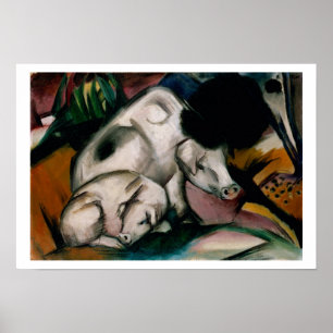 Varkens, c.1912 (olie op doek) poster