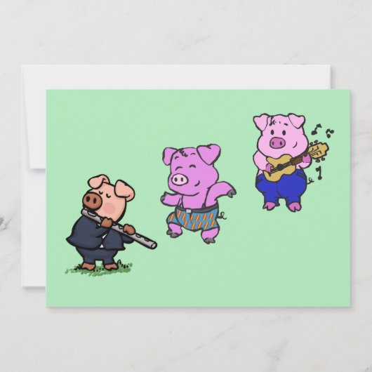 Varkens Cartoon Uitnodiging (Achterkant)