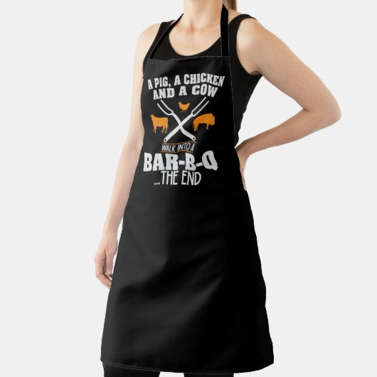 Varkens ChickenJoke Large Black Apron Schort (Insitu)