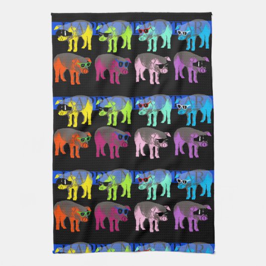 Varkens Chinees nieuwjaar 2019 Pop V keukenhanddoe Theedoek (Verticaal)