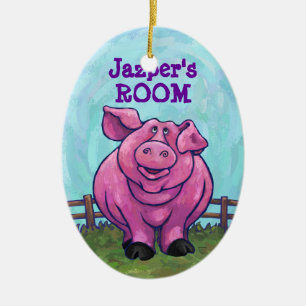 Varkens Coming en Going Keramisch Ornament
