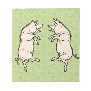 varkens dansen Antique biggen dans Notitieblok