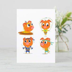 Varkens die aan het sporten zijn kaart