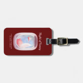 Varkens die langs het raam van een vliegtuig vlieg bagagelabel (Voorkant horizontaal)