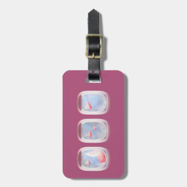 Varkens die langs het raam van een vliegtuig vlieg bagagelabel