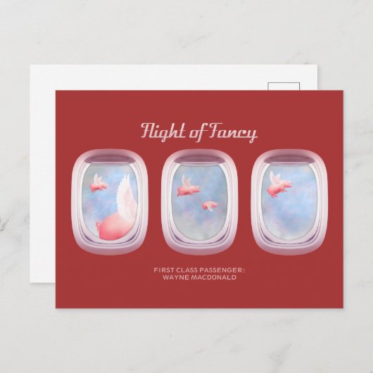 Varkens die langs het raam van een vliegtuig vlieg briefkaart (Voorkant / Achterkant)