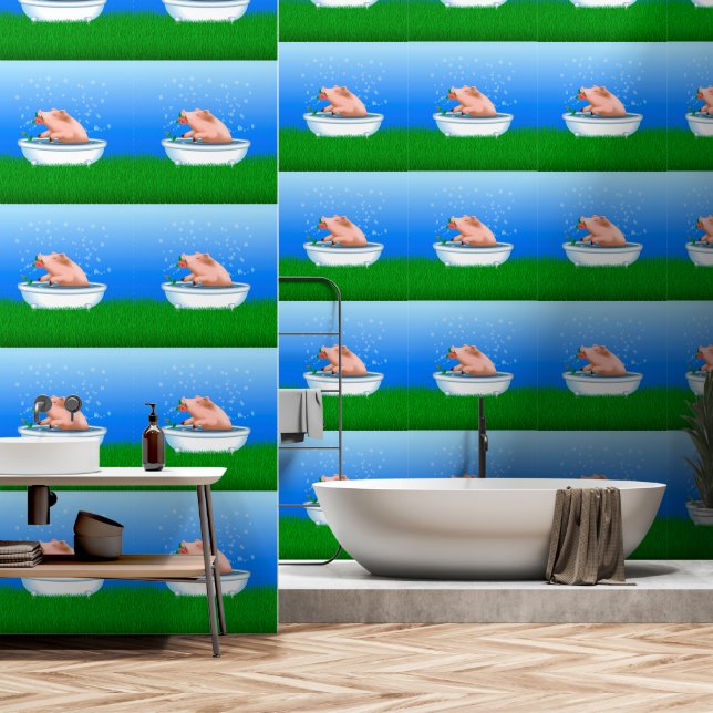 Varkens die slagen behang (Badkamer)