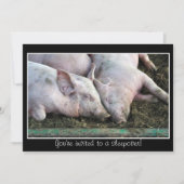 Varkens die slapen, sleepover-uitnodiging kaart (Voorkant)