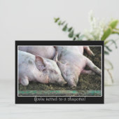 Varkens die slapen, sleepover-uitnodiging kaart (Staand voorkant)