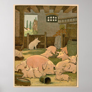 Varkens en Baby biggen op het Boerderij Poster