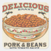 Varkens en bonen vierkante sticker (Voorkant)