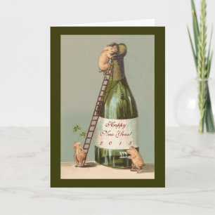Varkens en champagne; Mooie 2015 Nieuwjaarskaart Feestdagen Kaart